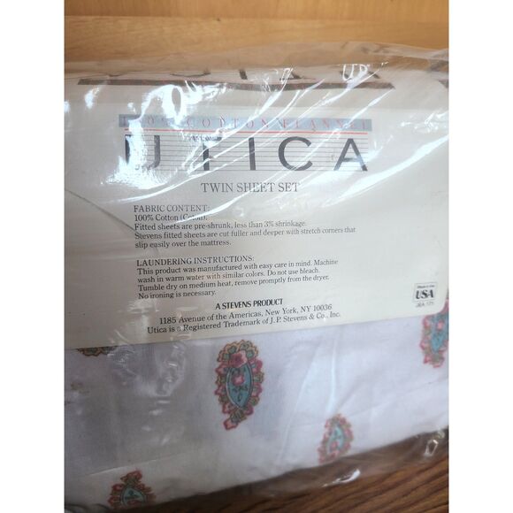 Utica 100% Cotton Flannel Twin Sheet Set NEW Flat Fitted & Pillowcase Paisley - Picture 7 of 7